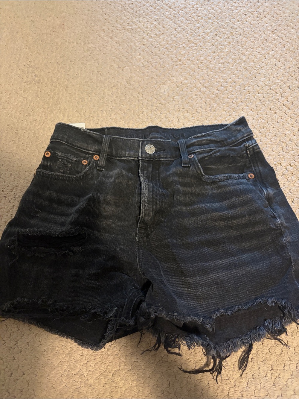 American Eagle Outfitters Black Distressed Denim Cutoff Shorts
